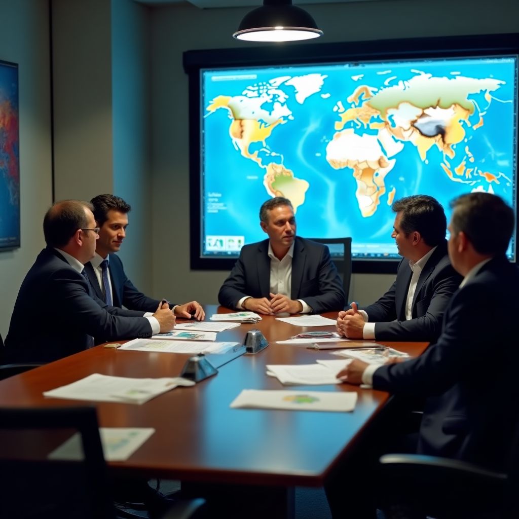 Reunión de inversores en oficinas corporativas